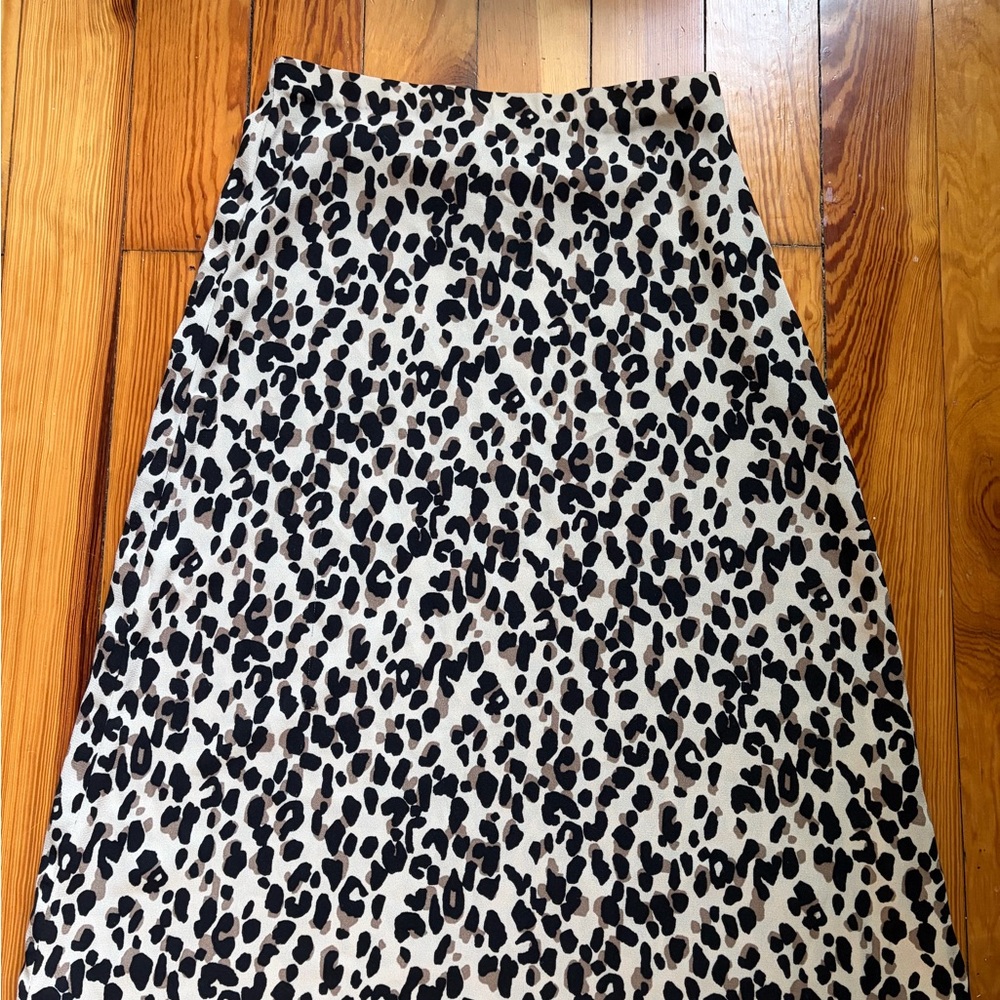 Halogen Black and Cream Leopard A-Line Skirt